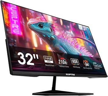 Sceptre Nuevo monitor para juegos 2K QHD 2560 x 1440 Prime de 32 pulgadas hasta 210Hz USB tipo C DisplayPort HDMI sRGB 115% 1ms altavoces integrados, negro máquina 2026 ((serie E325B-QW200D